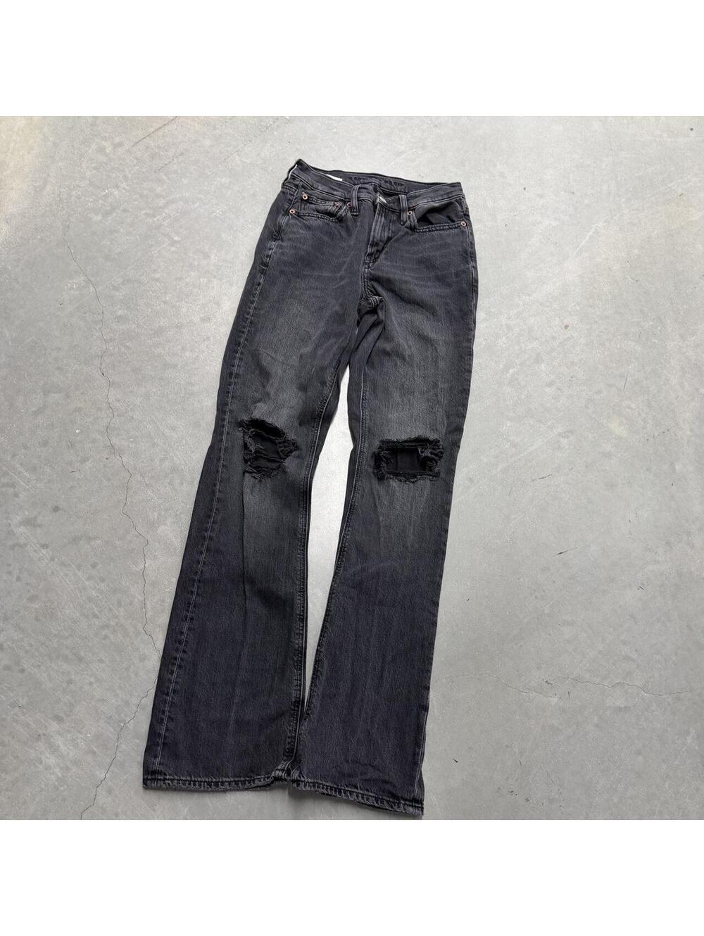 Y2K American Eagle Black Distressed Bootcut Flare Jeans Women's Size 00 Regular